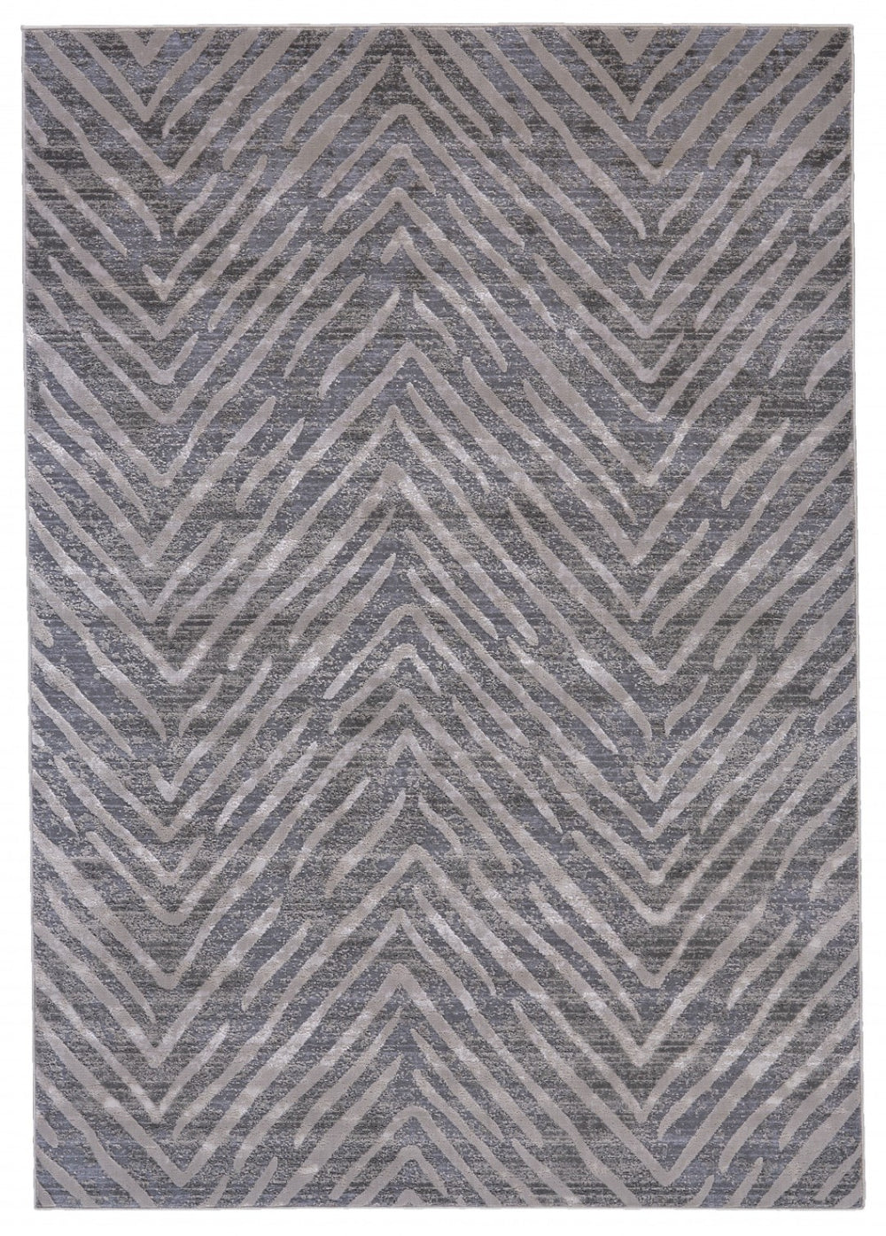 HomeRoots 5' Contemporary Gray and Silver Abstract Area Rug - Durable, Stain-Resistant Design for Modern Spaces 5' X 8' 511771