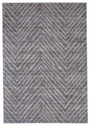 HomeRoots 5' Contemporary Gray and Silver Abstract Area Rug - Durable, Stain-Resistant Design for Modern Spaces 5' X 8' 511771