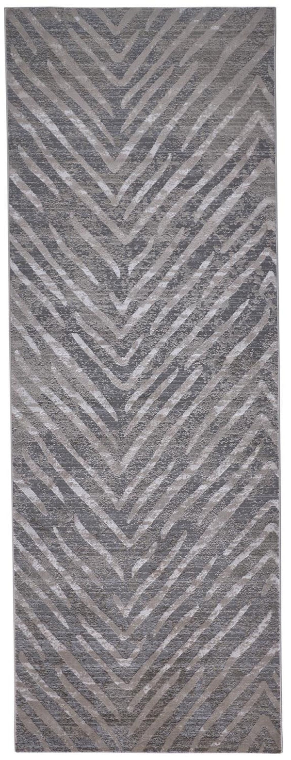 HomeRoots 5' Contemporary Gray and Silver Abstract Area Rug - Durable, Stain-Resistant Design for Modern Spaces 8' Runner 511775