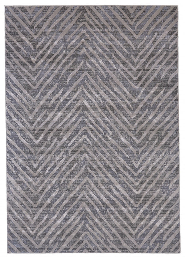HomeRoots 5' Contemporary Gray and Silver Abstract Area Rug - Durable, Stain-Resistant Design for Modern Spaces 12' X 15' 511776