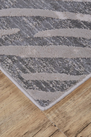 HomeRoots 5' Contemporary Gray and Silver Abstract Area Rug - Durable, Stain-Resistant Design for Modern Spaces 12' X 15' 511776