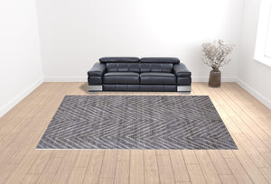 HomeRoots 5' Contemporary Gray and Silver Abstract Area Rug - Durable, Stain-Resistant Design for Modern Spaces 12' X 15' 511776