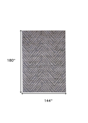 HomeRoots 5' Contemporary Gray and Silver Abstract Area Rug - Durable, Stain-Resistant Design for Modern Spaces 12' X 15' 511776