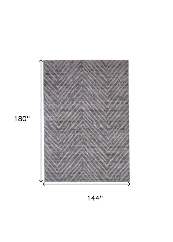 HomeRoots 5' Contemporary Gray and Silver Abstract Area Rug - Durable, Stain-Resistant Design for Modern Spaces 12' X 15' 511776