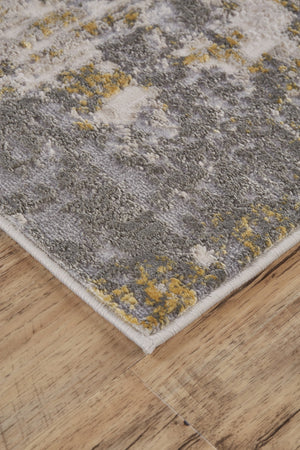 HomeRoots 5' Gray and Gold Abstract Area Rug - Modern Contemporary Design for Living Rooms and High-Traffic Spaces 5' X 8' 511778