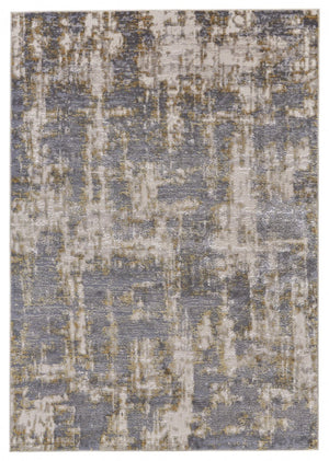HomeRoots 5' Gray and Gold Abstract Area Rug - Modern Contemporary Design for Living Rooms and High-Traffic Spaces 7' X 10' 511779