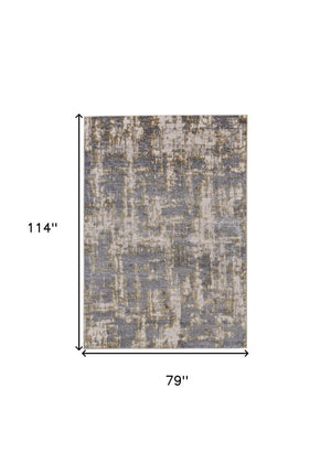 HomeRoots 5' Gray and Gold Abstract Area Rug - Modern Contemporary Design for Living Rooms and High-Traffic Spaces 7' X 10' 511779