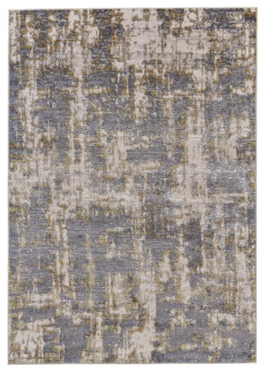HomeRoots 5' Gray and Gold Abstract Area Rug - Modern Contemporary Design for Living Rooms and High-Traffic Spaces 8' X 11' 511780