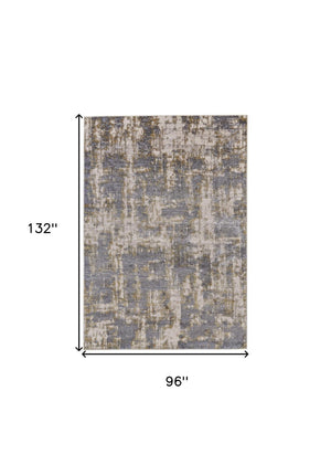 HomeRoots 5' Gray and Gold Abstract Area Rug - Modern Contemporary Design for Living Rooms and High-Traffic Spaces 8' X 11' 511780