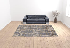 HomeRoots 5' Gray and Gold Abstract Area Rug - Modern Contemporary Design for Living Rooms and High-Traffic Spaces 10' X 13' 511781