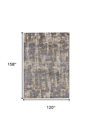 HomeRoots 5' Gray and Gold Abstract Area Rug - Modern Contemporary Design for Living Rooms and High-Traffic Spaces 10' X 13' 511781