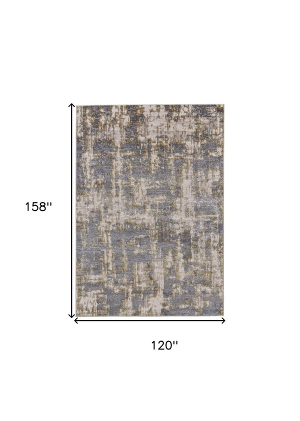 HomeRoots 5' Gray and Gold Abstract Area Rug - Modern Contemporary Design for Living Rooms and High-Traffic Spaces 10' X 13' 511781