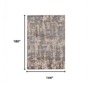 HomeRoots 5' Gray and Gold Abstract Area Rug - Modern Contemporary Design for Living Rooms and High-Traffic Spaces 12' X 15' 511783