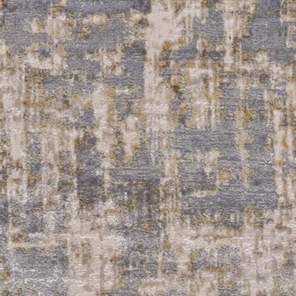 HomeRoots 5' Gray and Gold Abstract Area Rug - Modern Contemporary Design for Living Rooms and High-Traffic Spaces 12' X 15' 511783