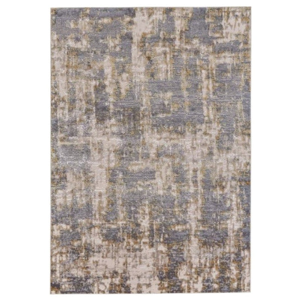 HomeRoots 5' Gray and Gold Abstract Area Rug - Modern Contemporary Design for Living Rooms and High-Traffic Spaces 12' X 15' 511783