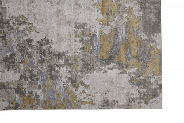 Homeroots 5' X 8' Ivory Gold And Gray Abstract Stain Resistant Area Rug Ivory,Gold,Gray Polypropylene 511785