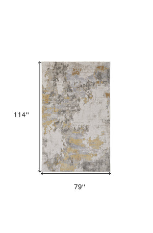 Homeroots 7' X 10' Ivory Gold And Gray Abstract Stain Resistant Area Rug Ivory,Gold,Gray Polypropylene 511786