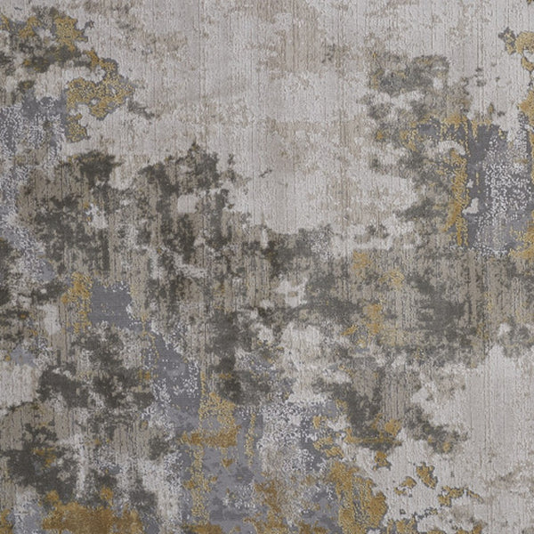 Homeroots 7' X 10' Ivory Gold And Gray Abstract Stain Resistant Area Rug Ivory,Gold,Gray Polypropylene 511786