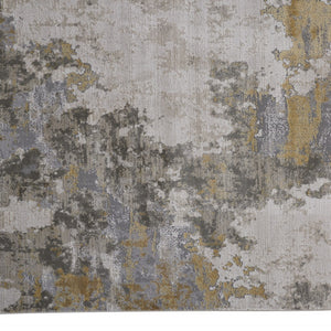 Homeroots 7' X 10' Ivory Gold And Gray Abstract Stain Resistant Area Rug Ivory,Gold,Gray Polypropylene 511786