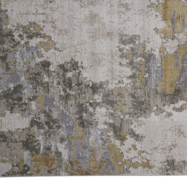 Homeroots 7' X 10' Ivory Gold And Gray Abstract Stain Resistant Area Rug Ivory,Gold,Gray Polypropylene 511786