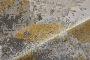 Homeroots 8' Ivory Gray And Gold Abstract Runner Rug Ivory,Gold,Gray Polypropylene 511789