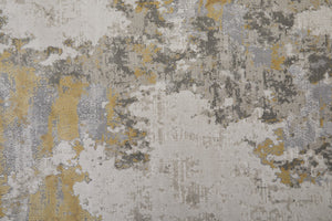 Homeroots 8' Ivory Gray And Gold Abstract Runner Rug Ivory,Gold,Gray Polypropylene 511789