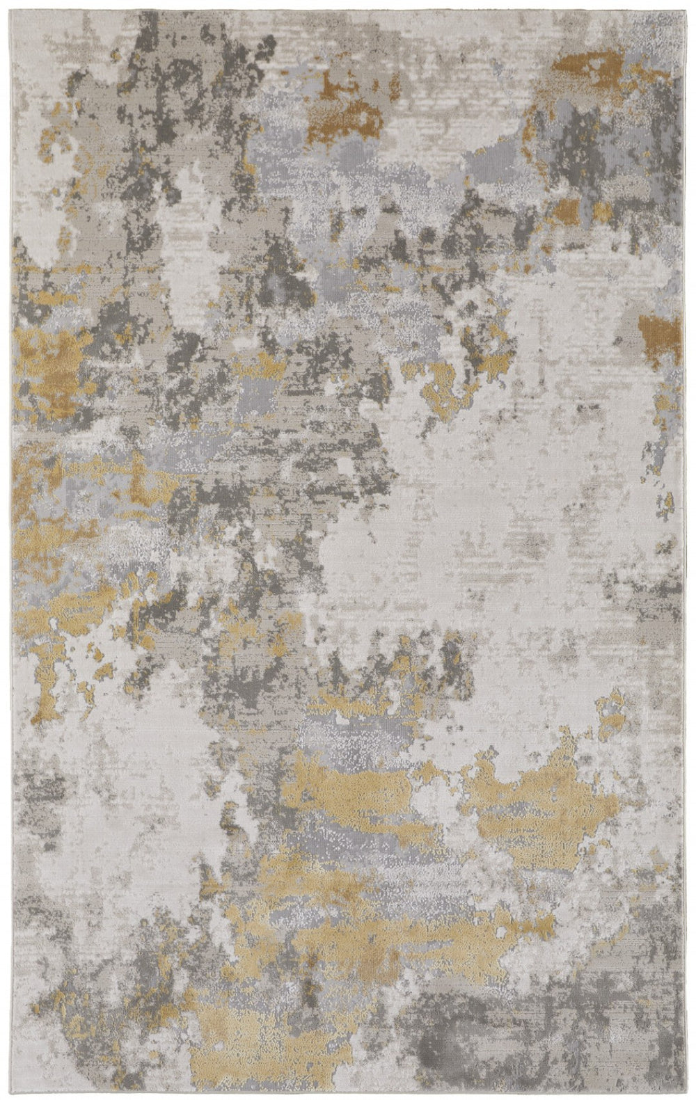 HomeRoots 5' Elegant Ivory Gray and Gold Abstract Area Rug - Modern Design, Stain Resistant, Durable for Homes 12' X 15' 511790