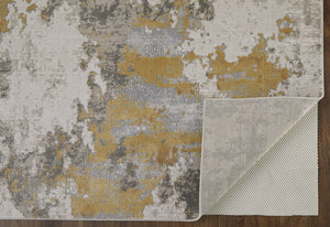 Homeroots 12' X 15' Ivory Gold And Gray Abstract Stain Resistant Area Rug Ivory,Gold,Gray Polypropylene 511790