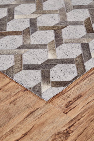 HomeRoots 5' Hand-Woven Gray Geometric Area Rug – Modern Texture & Style for Any Room Décor, Durable & Unique 5' X 8' 511792
