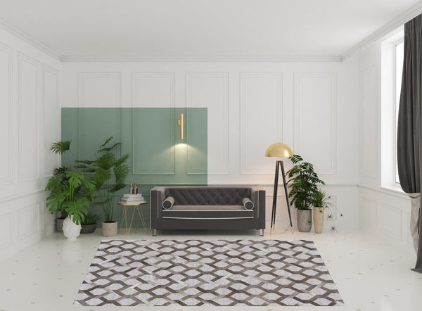 HomeRoots 5' Hand-Woven Gray Geometric Area Rug – Modern Texture & Style for Any Room Décor, Durable & Unique 8' X 11' 511793