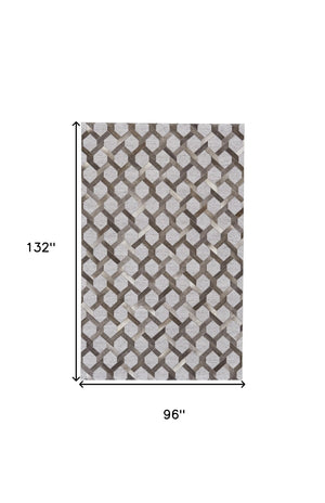 HomeRoots 5' Hand-Woven Gray Geometric Area Rug – Modern Texture & Style for Any Room Décor, Durable & Unique 8' X 11' 511793