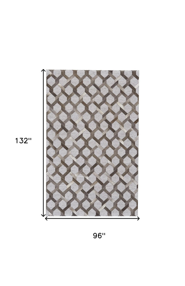HomeRoots 5' Hand-Woven Gray Geometric Area Rug – Modern Texture & Style for Any Room Décor, Durable & Unique 8' X 11' 511793