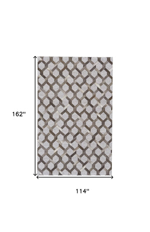 HomeRoots 5' Hand-Woven Gray Geometric Area Rug – Modern Texture & Style for Any Room Décor, Durable & Unique 10' X 13' 511794