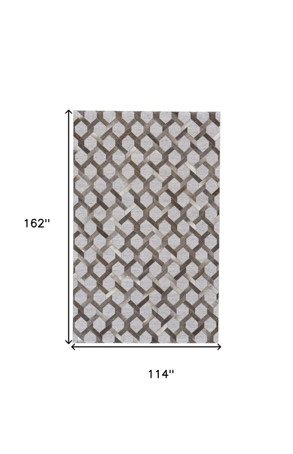 HomeRoots 5' Hand-Woven Gray Geometric Area Rug – Modern Texture & Style for Any Room Décor, Durable & Unique 10' X 13' 511794
