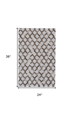 Homeroots 2' X 3' Gray Taupe And Silver Geometric Hand Woven Area Rug - Unique Artisan Design For Sophisticated Spaces 2' X 3' Viscose 511795