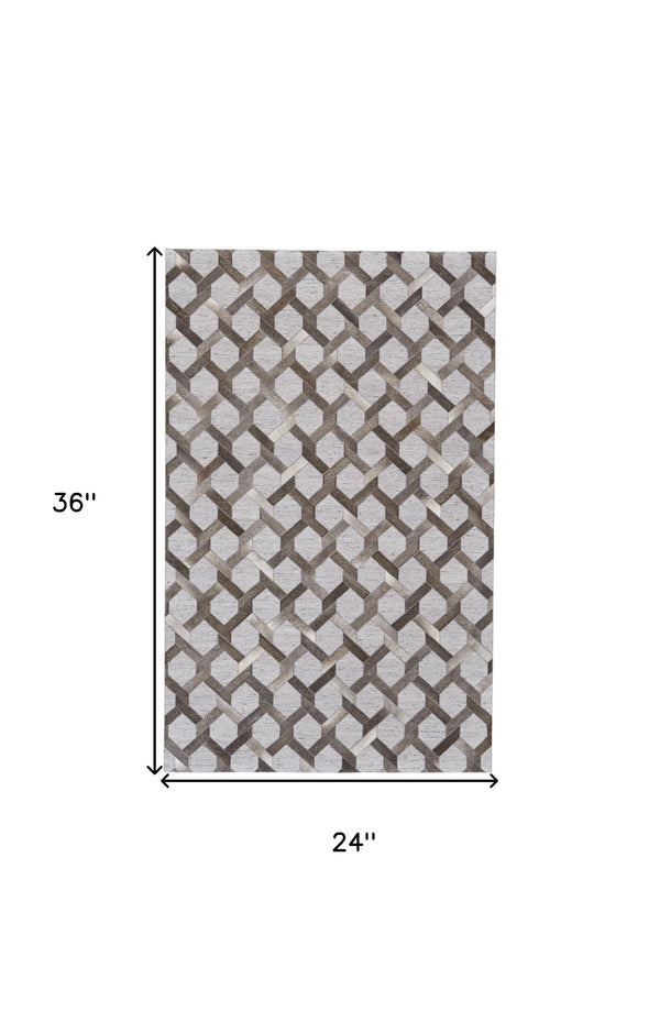 Homeroots 2' X 3' Gray Taupe And Silver Geometric Hand Woven Area Rug - Unique Artisan Design For Sophisticated Spaces 2' X 3' Viscose 511795