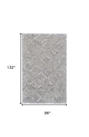 HomeRoots 5' Gray and Ivory Geometric Hand-Woven Area Rug - Contemporary Design for Any Room Décor 8' X 11' 511797