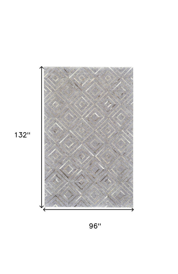 HomeRoots 5' Gray and Ivory Geometric Hand-Woven Area Rug - Contemporary Design for Any Room Décor 8' X 11' 511797