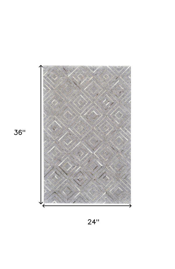 Homeroots 2' Geometric Hand Woven Area Rug In Gray Taupe & Ivory - Unique Artisan Design For Cozy Spaces 2' X 3' Viscose 511799