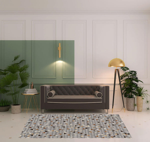 HomeRoots 5' Hand-Woven Geometric Area Rug in Gray, Ivory & Brown - Unique Artisan Design for Any Space 5' X 8' 511800