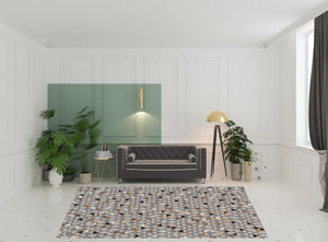 HomeRoots 5' Hand-Woven Geometric Area Rug in Gray, Ivory & Brown - Unique Artisan Design for Any Space 8' X 11' 511801