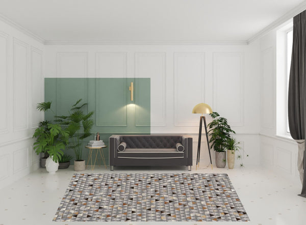 HomeRoots 5' Hand-Woven Geometric Area Rug in Gray, Ivory & Brown - Unique Artisan Design for Any Space 8' X 11' 511801