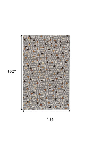 HomeRoots 5' Hand-Woven Geometric Area Rug in Gray, Ivory & Brown - Unique Artisan Design for Any Space 10' X 13' 511802