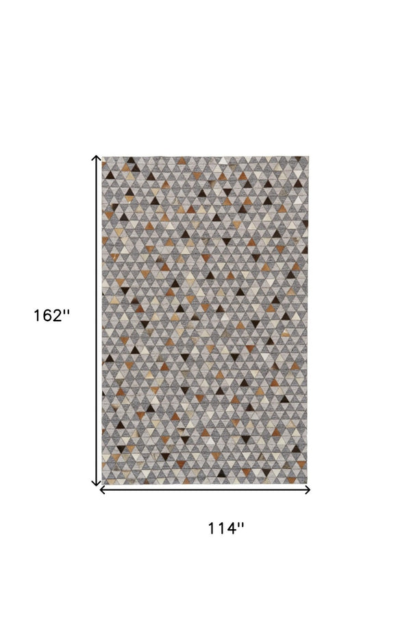 HomeRoots 5' Hand-Woven Geometric Area Rug in Gray, Ivory & Brown - Unique Artisan Design for Any Space 10' X 13' 511802