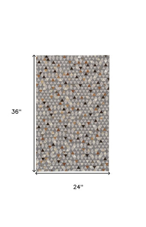 Homeroots 2' X 3' Gray Ivory And Brown Geometric Hand Woven Area Rug - Unique Artisan Craftsmanship For Style 2' X 3' Viscose 511803