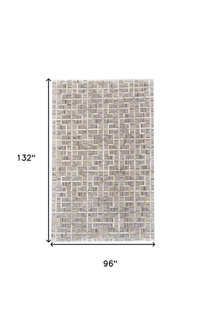 Homeroots 8' X 11' Gray Ivory And Brown Geometric Hand Woven Area Rug Gray,Ivory,Brown Viscose 511805