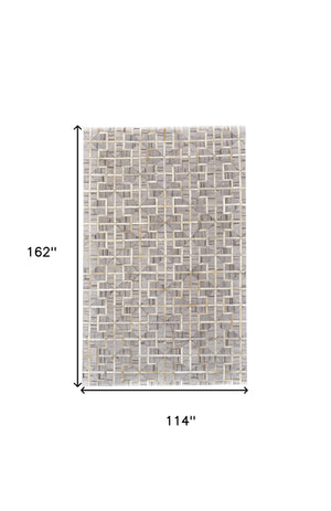 Homeroots 10' X 13' Gray Ivory And Brown Geometric Hand Woven Area Rug Gray,Ivory,Brown Viscose 511806