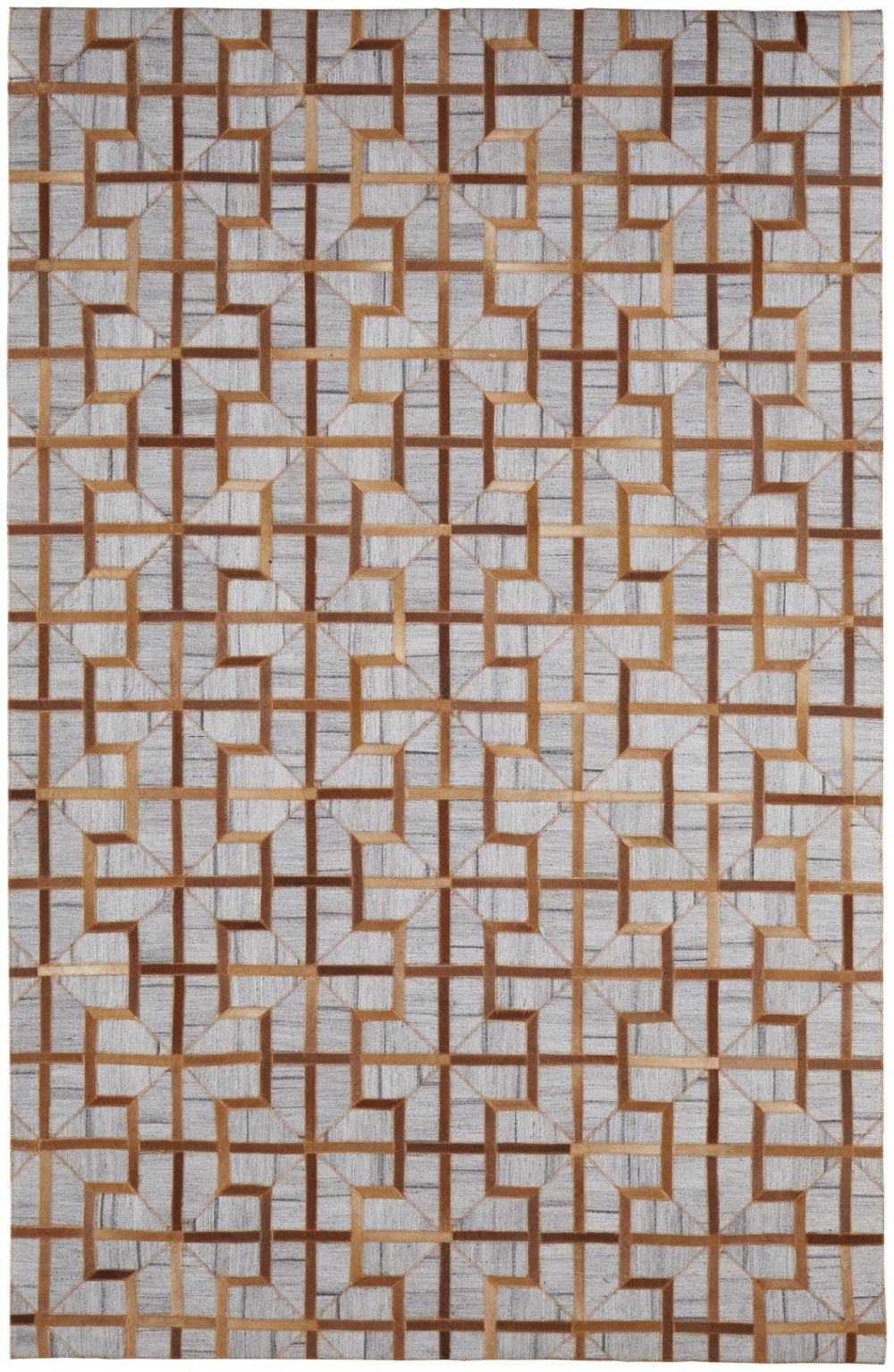 HomeRoots 5' Hand-Woven Geometric Area Rug in Gray, Ivory, and Brown – Modern Style for Any Space 8' X 11' 511809