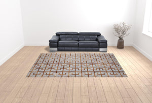 Homeroots 10' X 13' Tan Brown And Gray Geometric Hand Woven Area Rug Tan,Brown,Gray Viscose 511810