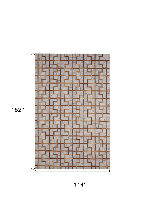 Homeroots 10' X 13' Tan Brown And Gray Geometric Hand Woven Area Rug Tan,Brown,Gray Viscose 511810